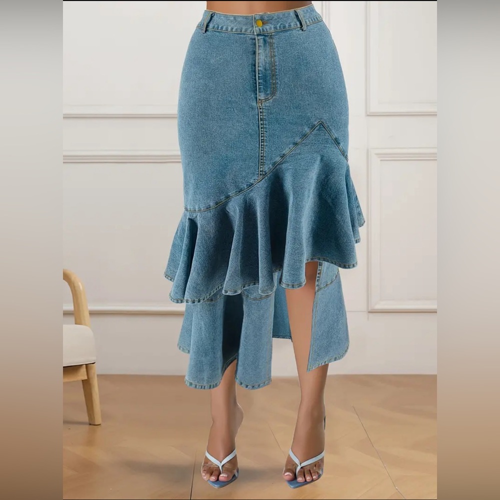 Layered jean skirt